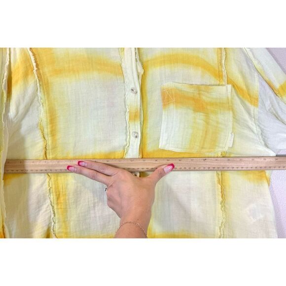 NWOT Free People We The Free Washed Away Yellow Oversized Plaid Button Up Top S - Picture 10 of 11